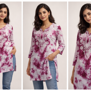 w0238 women’s floral printed embroidered kurti top