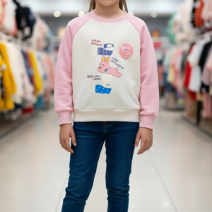 g0068 girls printed sweatshirt with sleeves