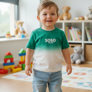 k0064 baby boys ombre cotton t shirt – green & white