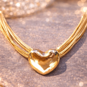 a0139 gold tone heart pendant multi strand necklace