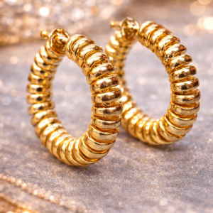 a0167 textured gold tone hoop earrings